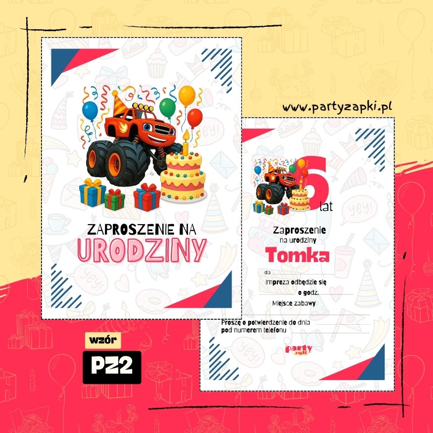 blaze i mega maszyny zaproszenie na urodziny 01 pz2