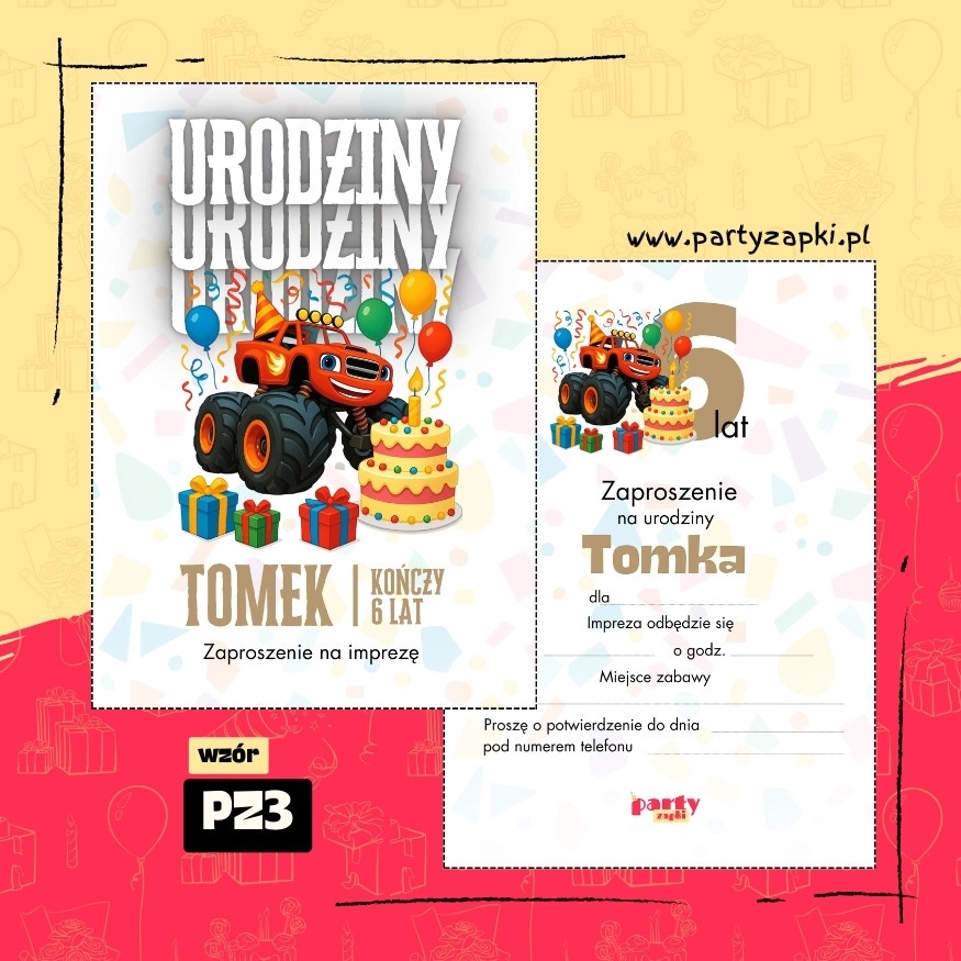 blaze i mega maszyny zaproszenie na urodziny 01 pz3
