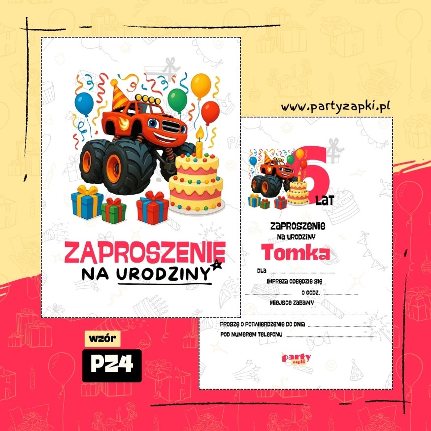 blaze i mega maszyny zaproszenie na urodziny 01 pz4