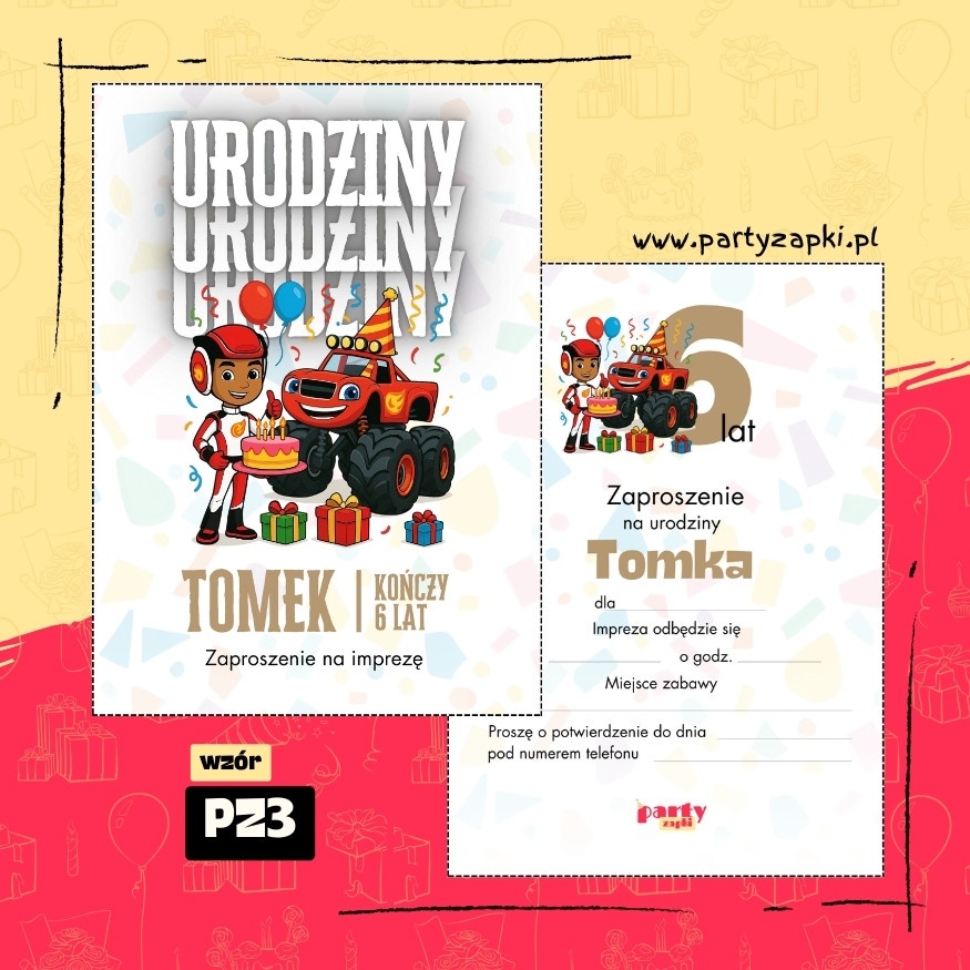 blaze i mega maszyny zaproszenie na urodziny 02 pz3