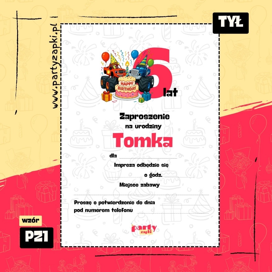 blaze i mega maszyny zaproszenie