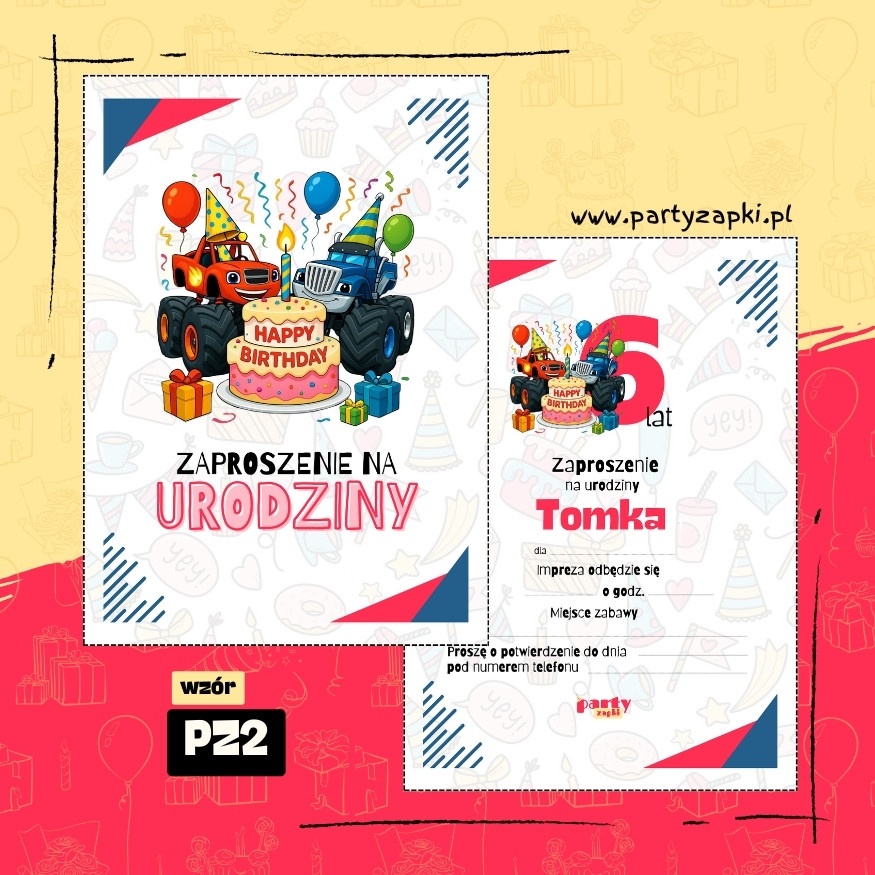 blaze i mega maszyny zaproszenie na urodziny 03 pz2