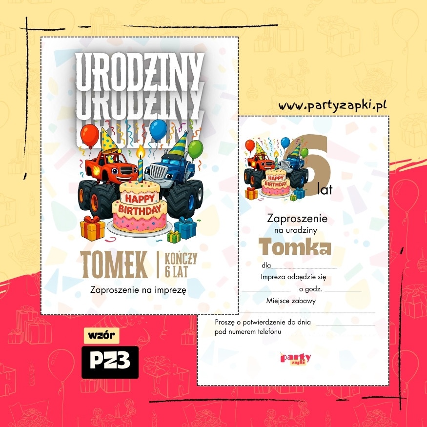 blaze i mega maszyny zaproszenie na urodziny 03 pz3