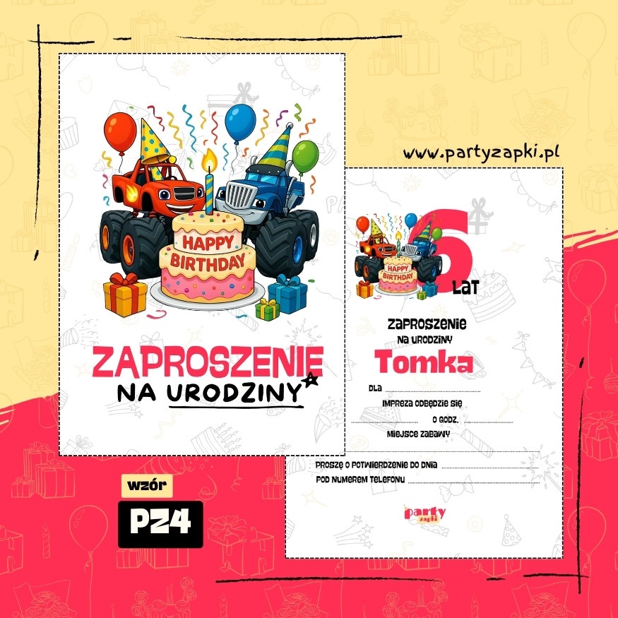 blaze i mega maszyny zaproszenie na urodziny 03 pz4