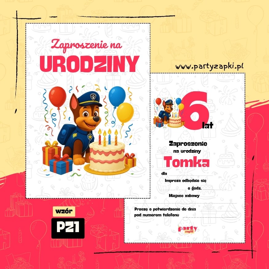 chase psi patrol zaproszenie na urodziny 01 pz1
