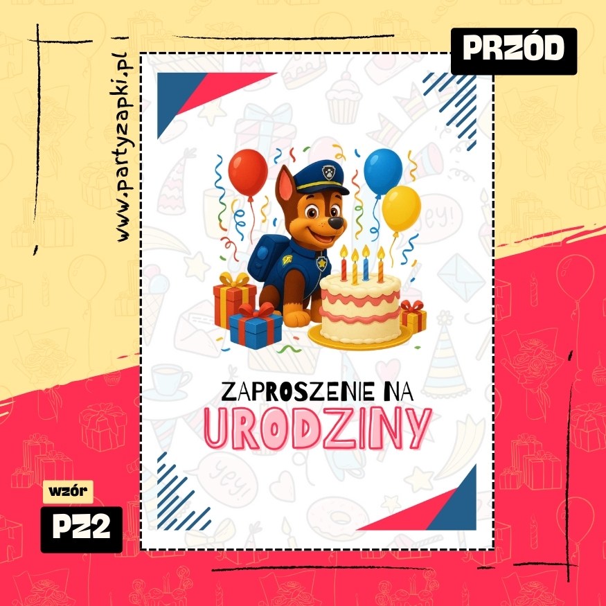 chase psi patrol zaproszenie na urodziny 01 pz2 przod