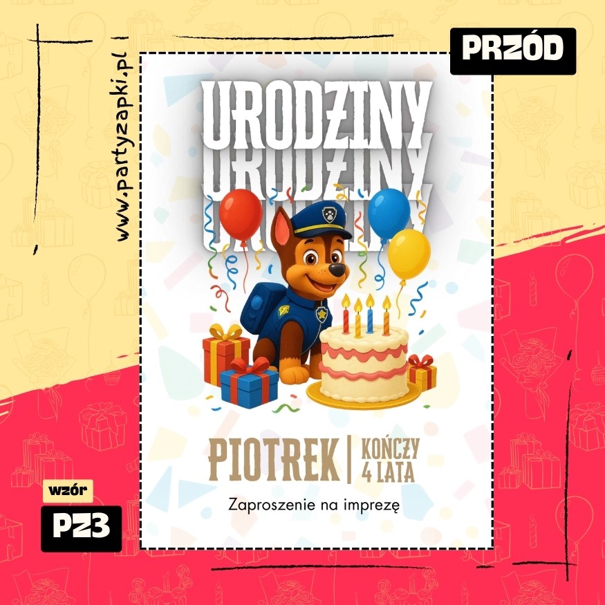 chase psi patrol zaproszenie na urodziny 01 pz3 przod