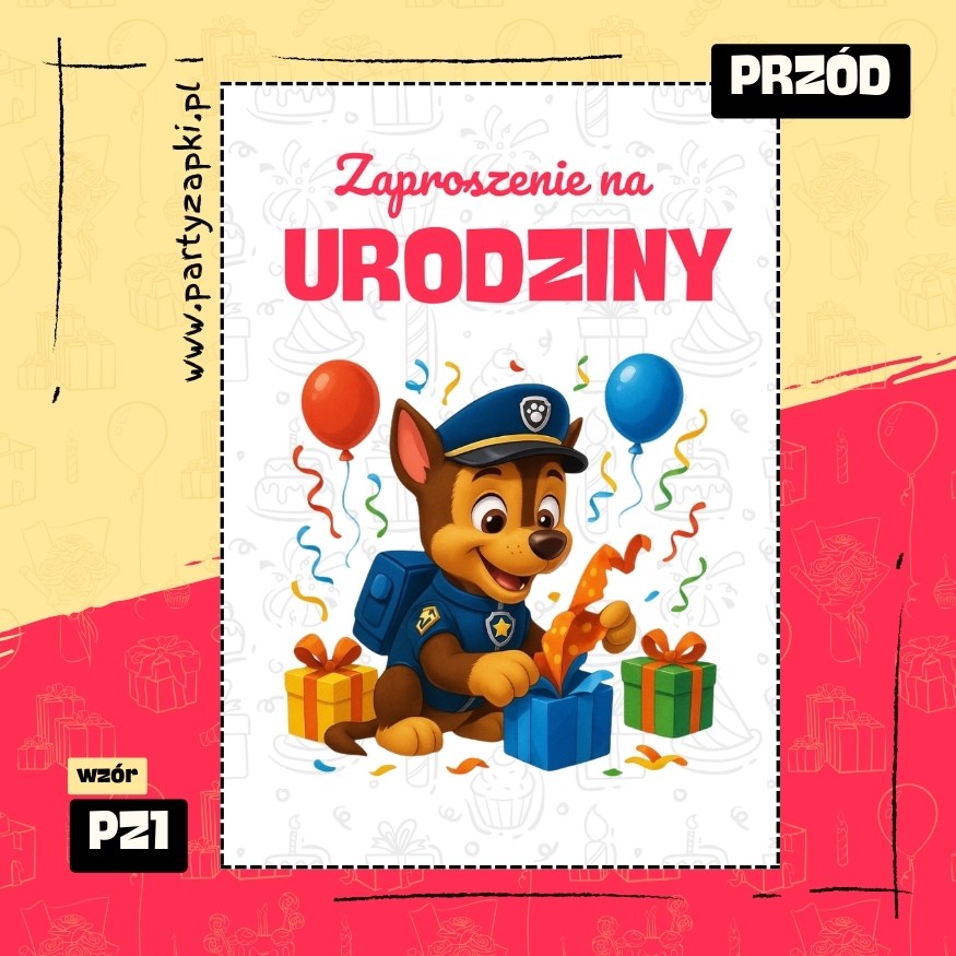 chase psi patrol zaproszenie na urodziny 01 pz1 przod
