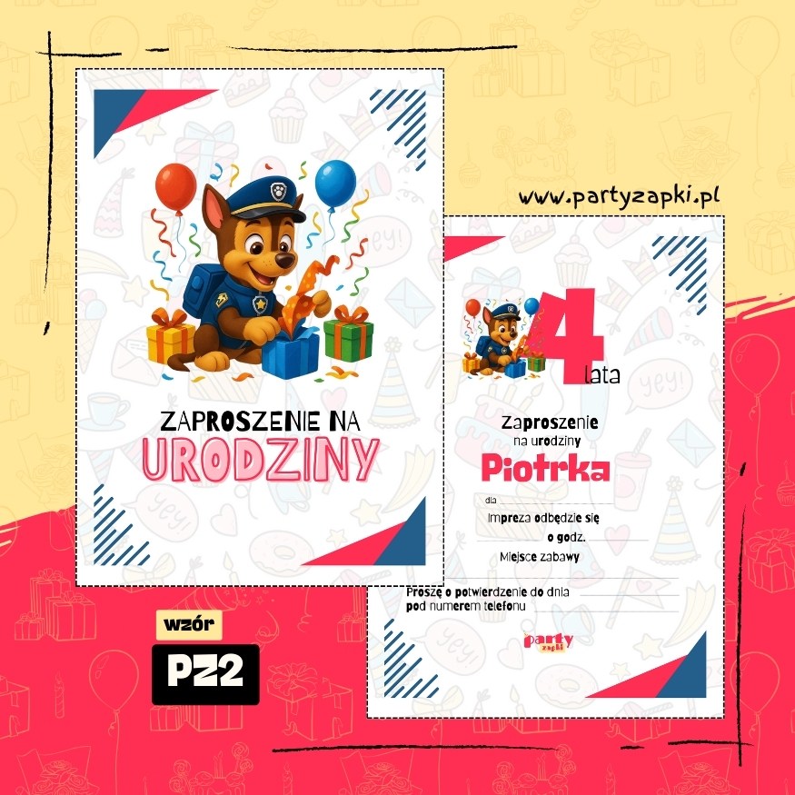 chase psi patrol zaproszenie na urodziny 02 pz2