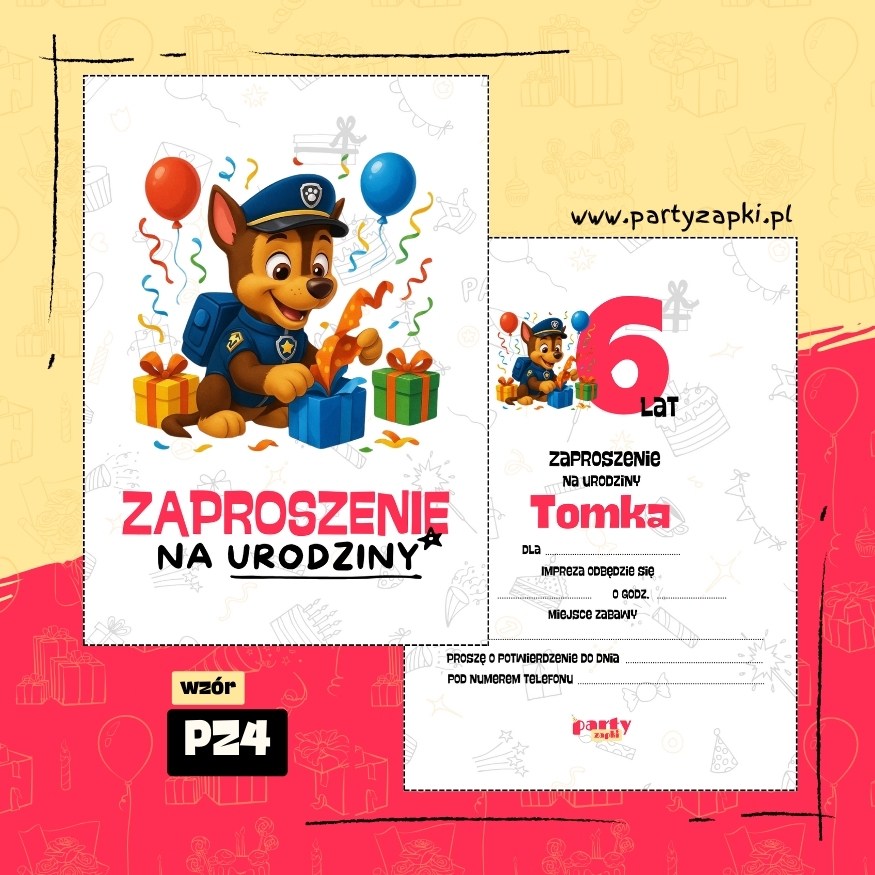 chase psi patrol zaproszenie na urodziny 02 pz4