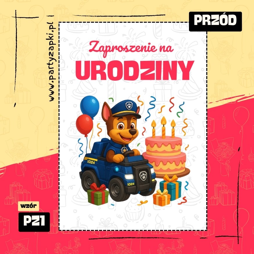 chase psi patrol zaproszenie na urodziny 01 pz1 przod