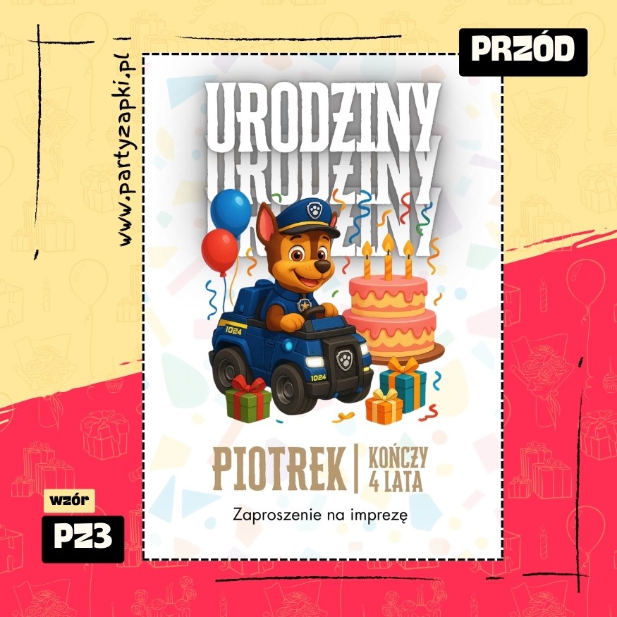 chase psi patrol zaproszenie na urodziny 01 pz3 przod