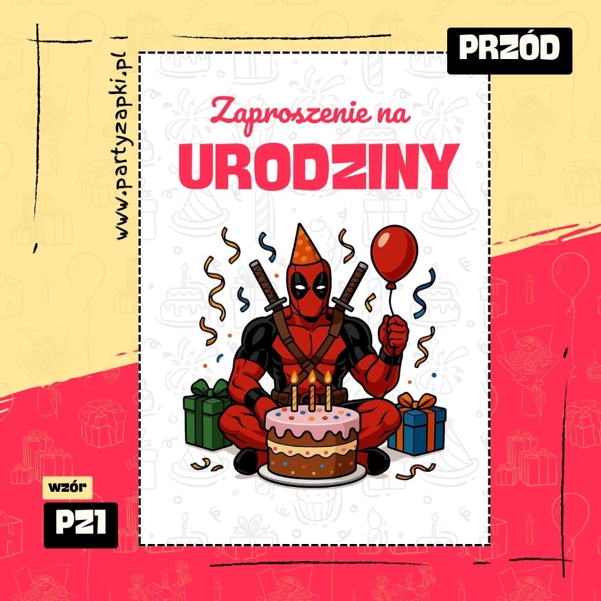 deadpool zaproszenie na urodziny 02 pz1 przod