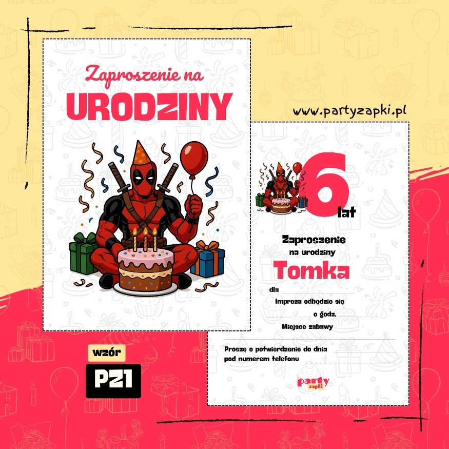 deadpool zaproszenie na urodziny 02 pz1