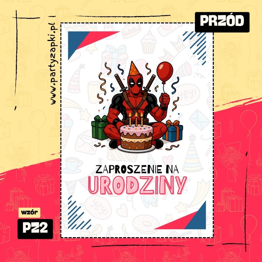deadpool zaproszenie na urodziny 02 pz2 przod