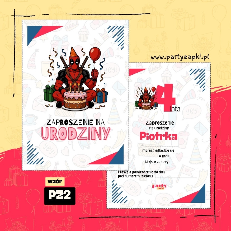 deadpool zaproszenie na urodziny 02 pz2
