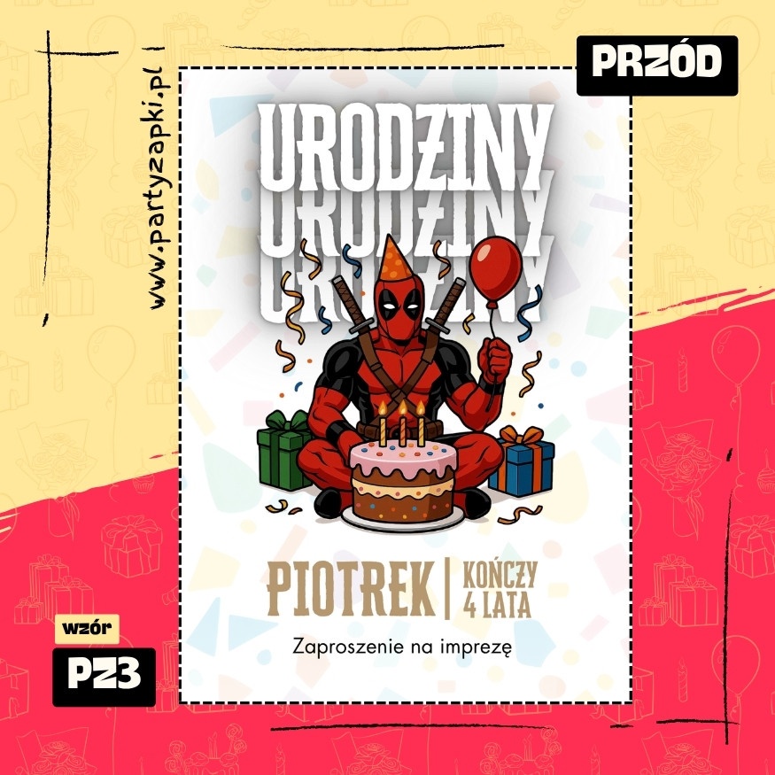 deadpool zaproszenie na urodziny 02 pz3 przod