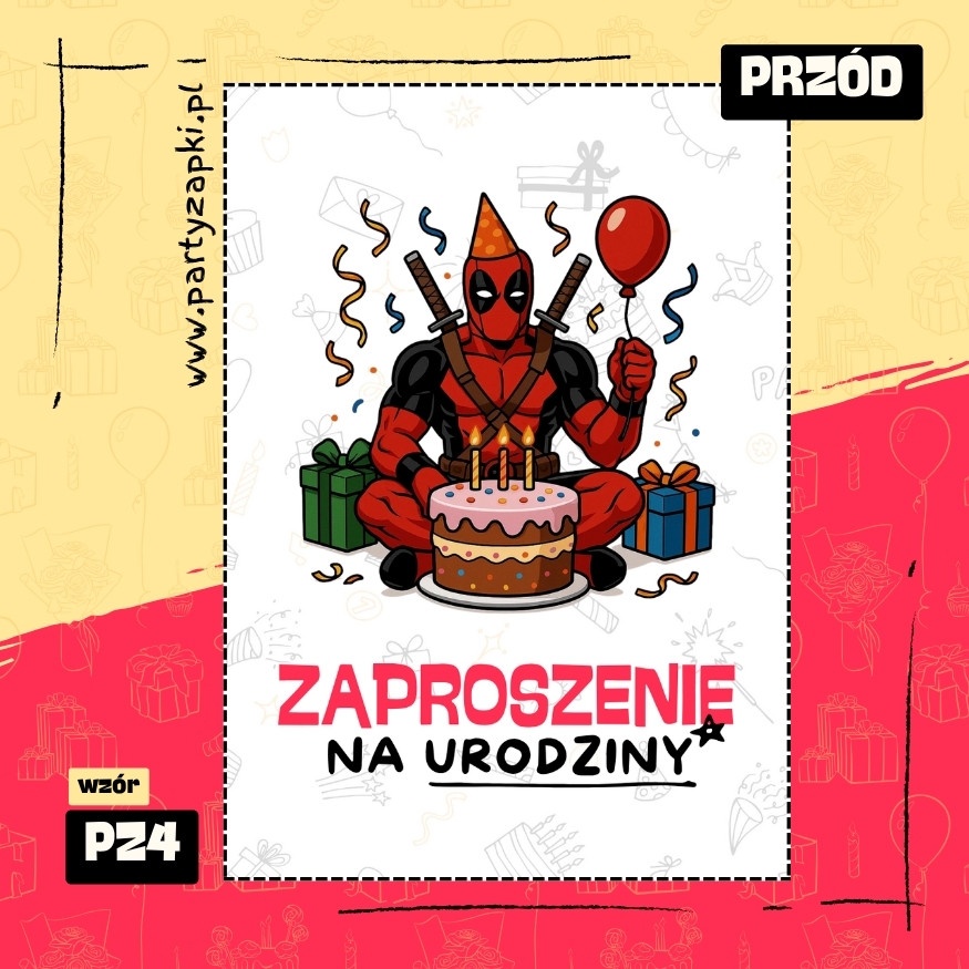 deadpool zaproszenie na urodziny 02 pz4 przod