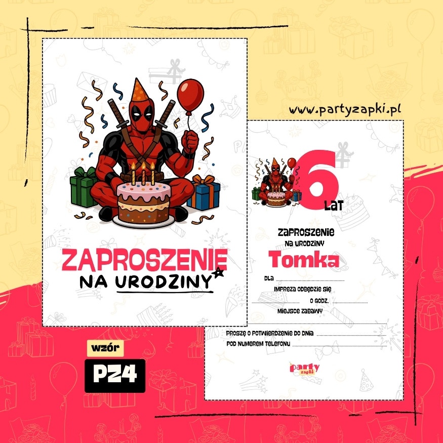 deadpool zaproszenie na urodziny 02 pz4