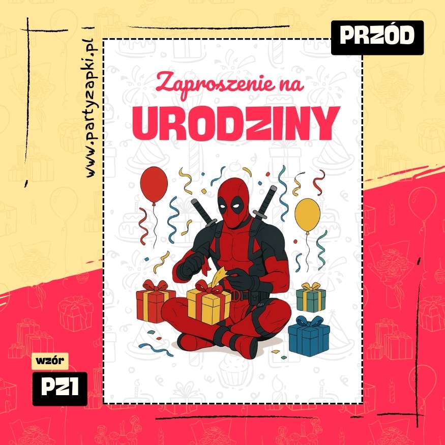 deadpool zaproszenie na urodziny 07 pz1 przod