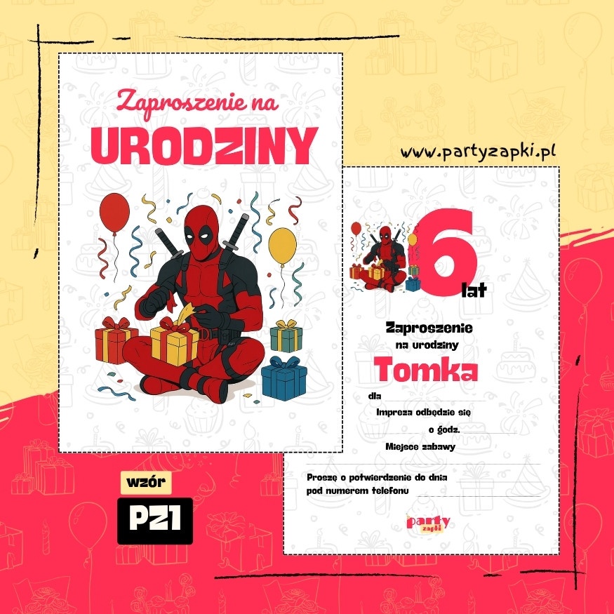 deadpool zaproszenie na urodziny 07 pz1
