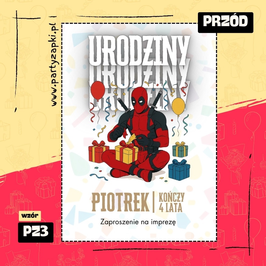 deadpool zaproszenie na urodziny 07 pz3 przod