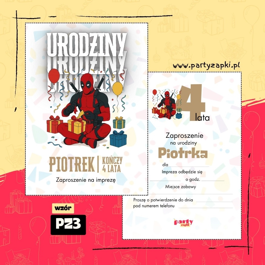 deadpool zaproszenie na urodziny 07 pz3