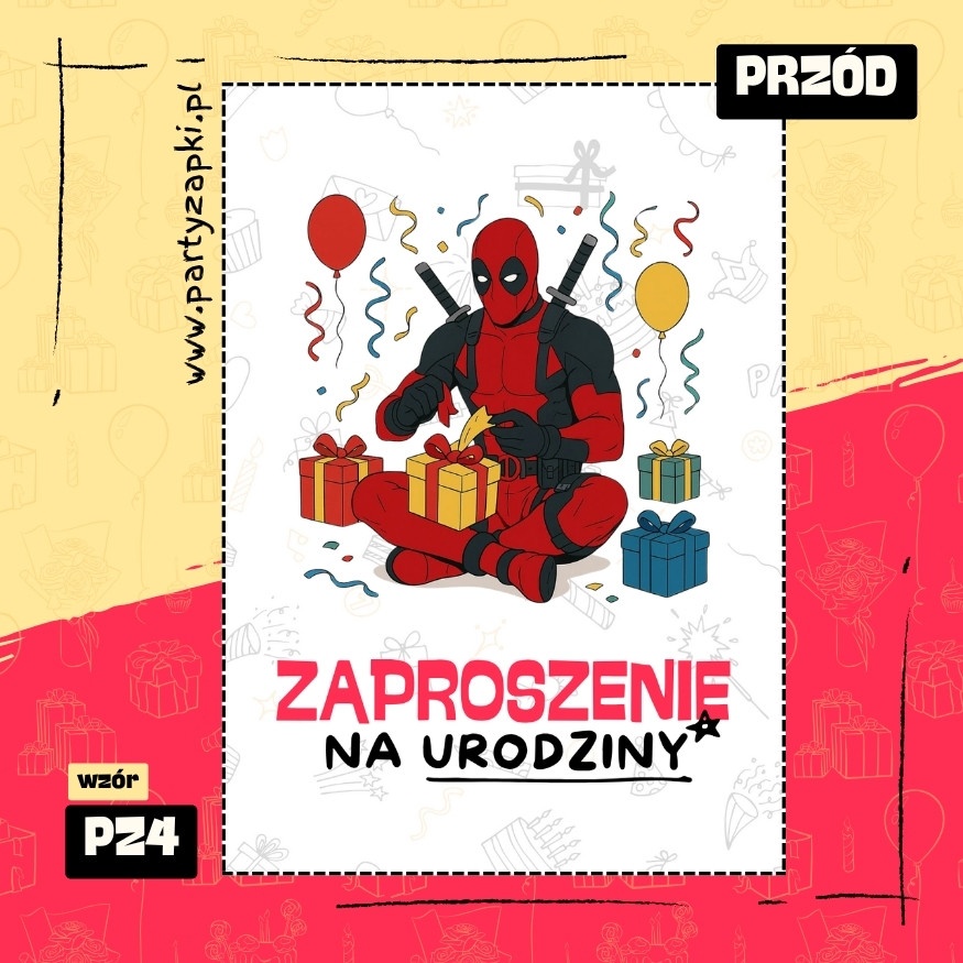 deadpool zaproszenie na urodziny 07 pz4 przod