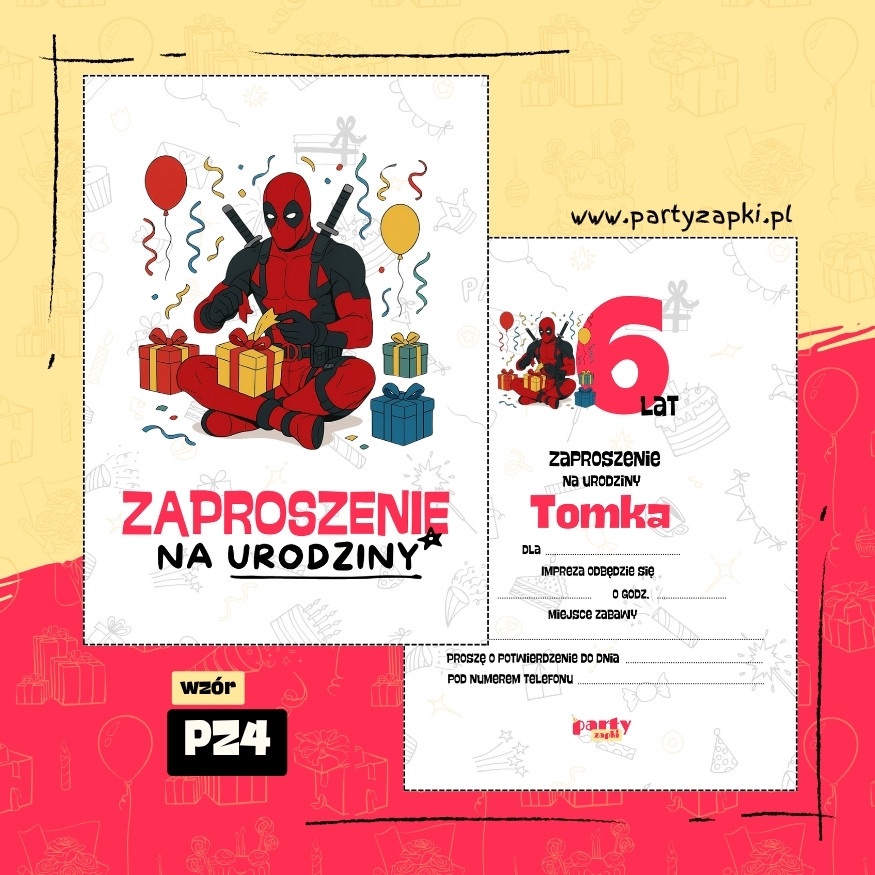 deadpool zaproszenie na urodziny 07 pz4