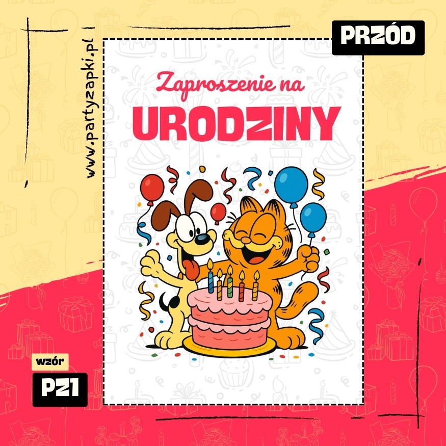 garfield zaproszenie na urodziny 01 pz1 przod