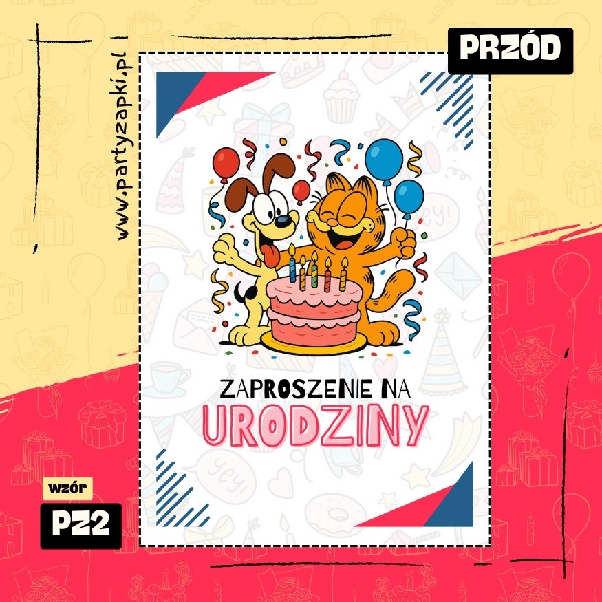 garfield zaproszenie na urodziny 01 pz2 przod