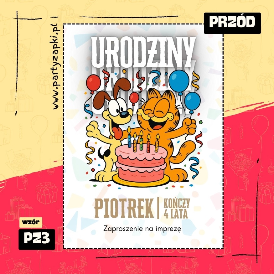 garfield zaproszenie na urodziny 01 pz3 przod