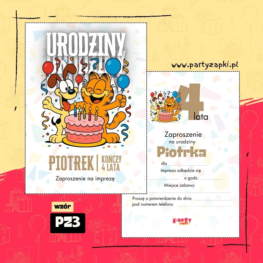 garfield zaproszenie na urodziny 01 pz3