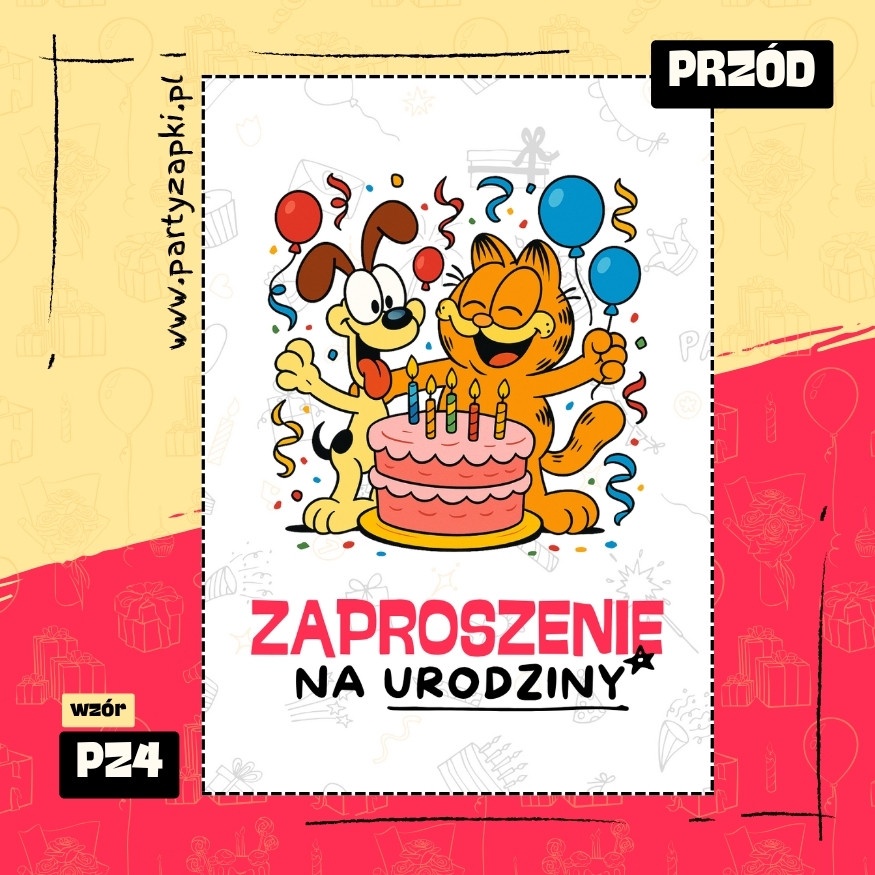 garfield zaproszenie na urodziny 01 pz4 przod