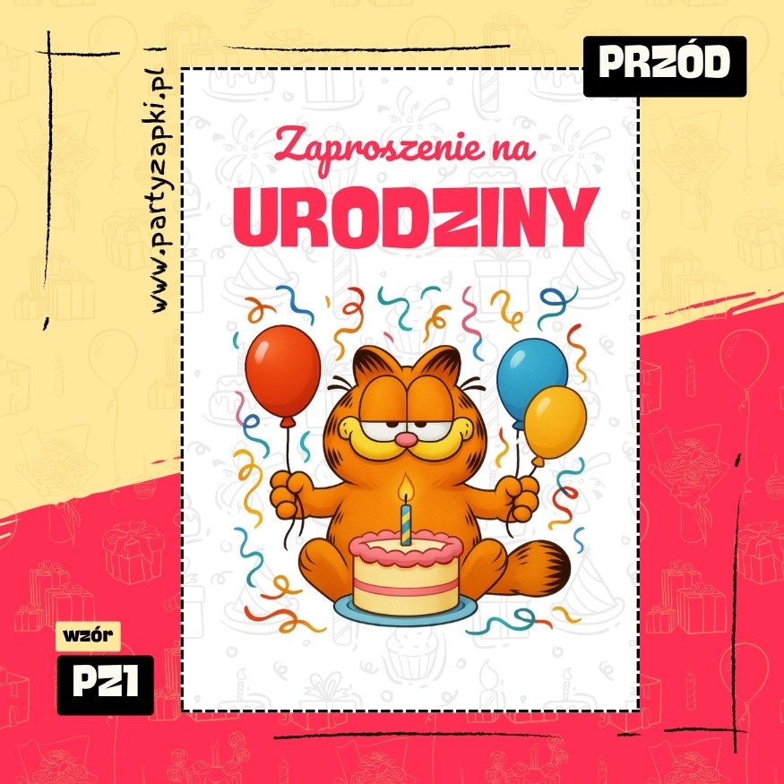 garfield zaproszenie na urodziny 01 pz1 przod