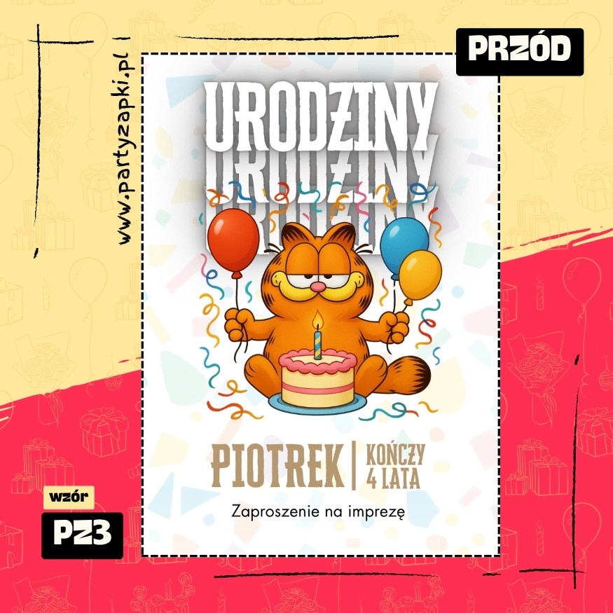 garfield zaproszenie na urodziny 01 pz3 przod