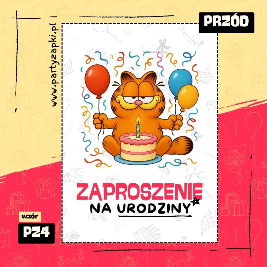 garfield zaproszenie na urodziny 01 pz4 przod