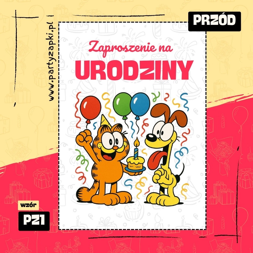 garfield zaproszenie na urodziny 01 pz1 przod
