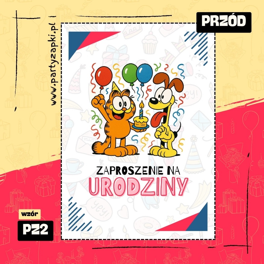 garfield zaproszenie na urodziny 01 pz2 przod