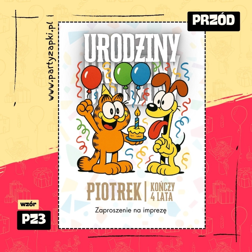 garfield zaproszenie na urodziny 01 pz3 przod