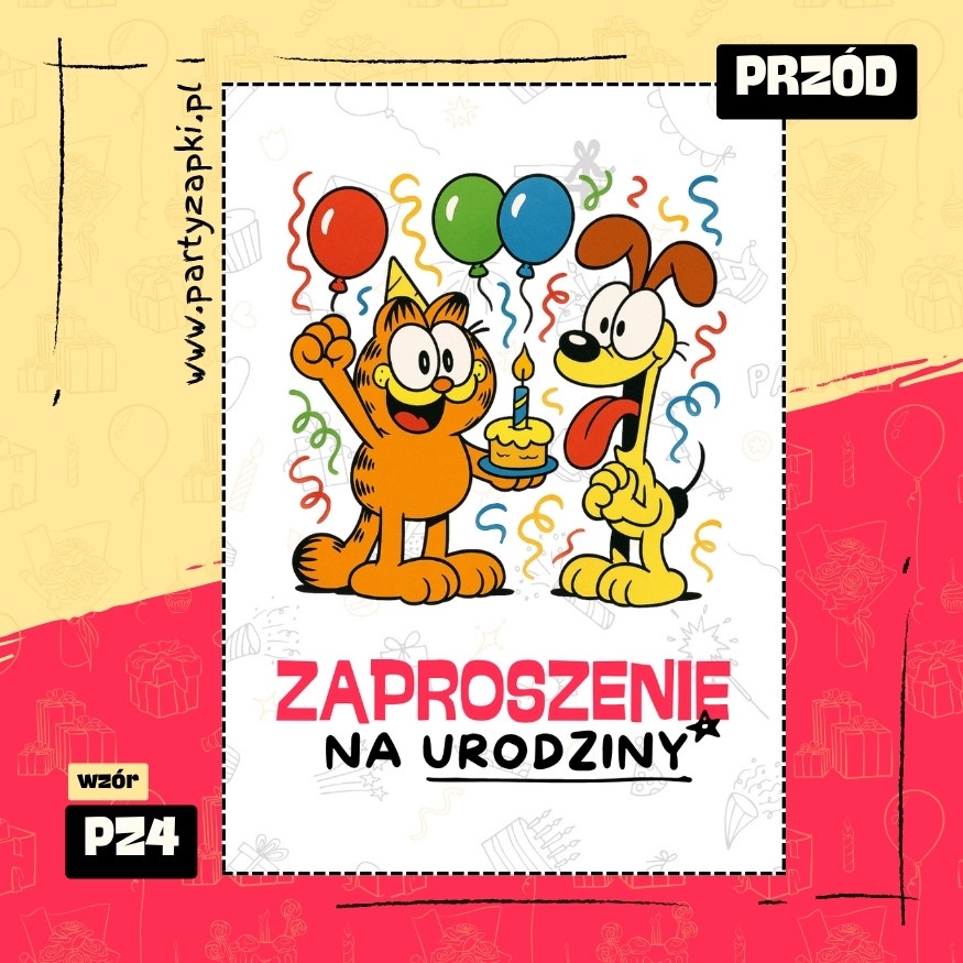 garfield zaproszenie na urodziny 01 pz4 przod
