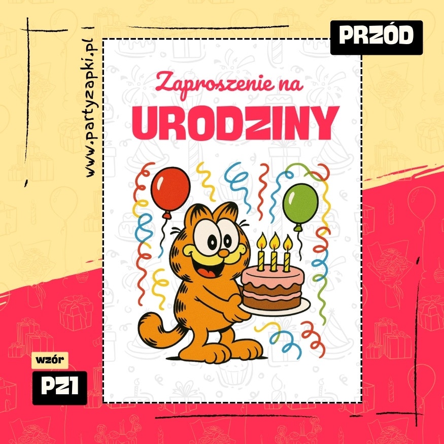 garfield zaproszenie na urodziny 01 pz1 przod
