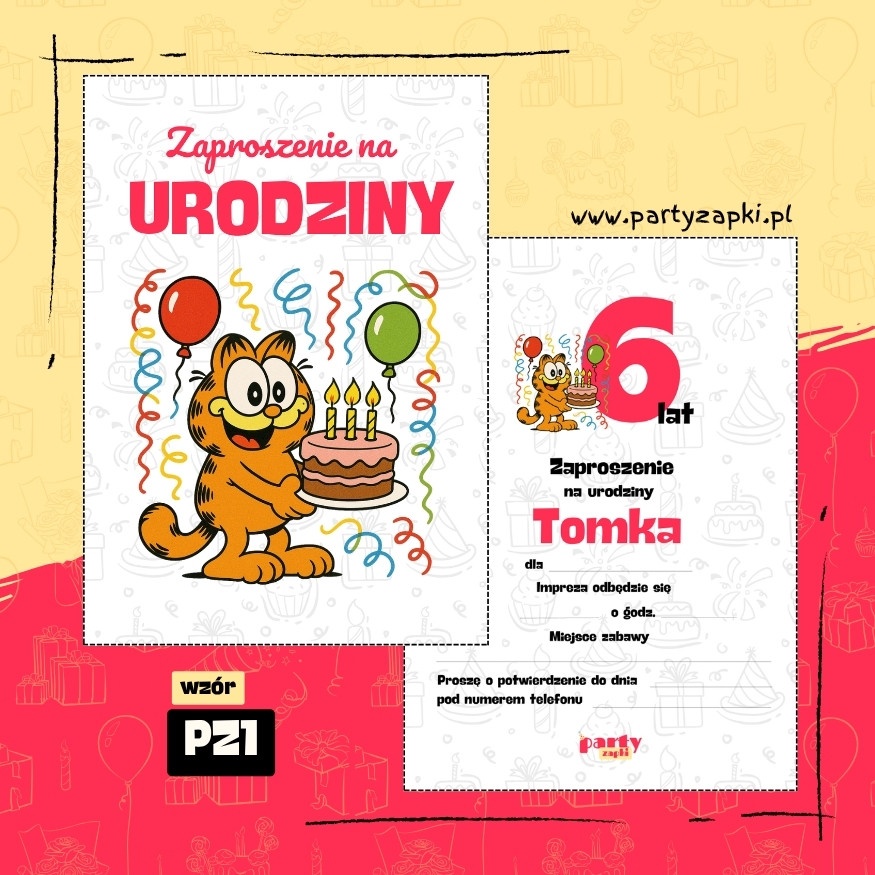 garfield zaproszenie na urodziny 05 pz1