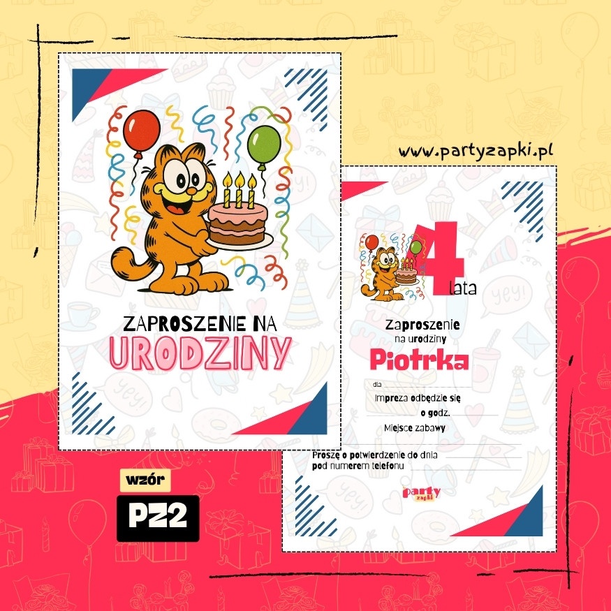 garfield zaproszenie na urodziny 05 pz2