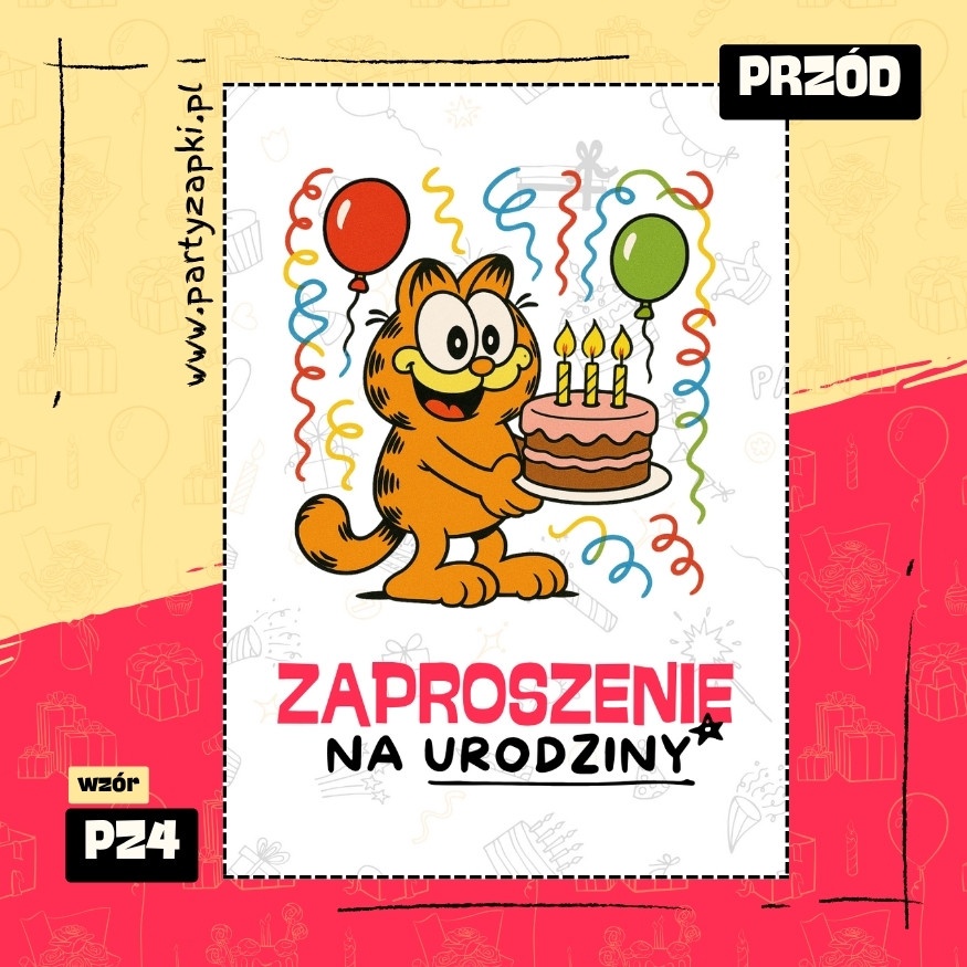 garfield zaproszenie na urodziny 01 pz4 przod