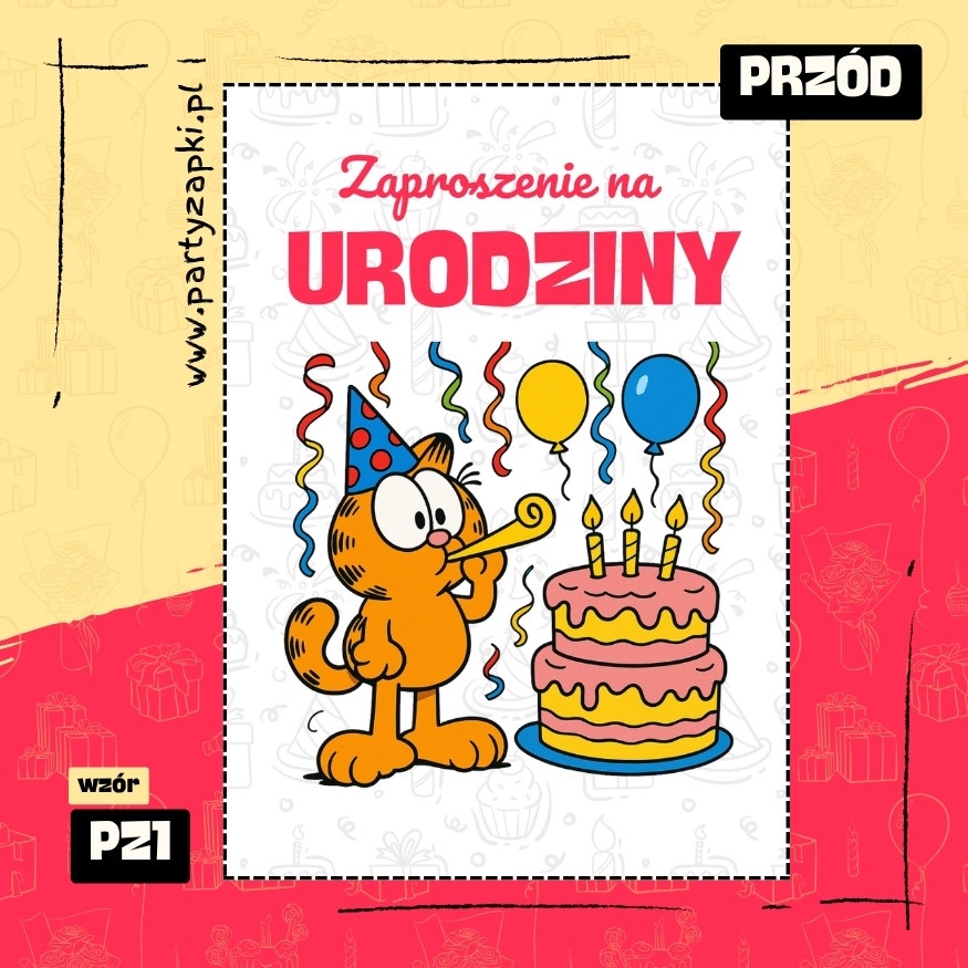 garfield zaproszenie na urodziny 01 pz1 przod