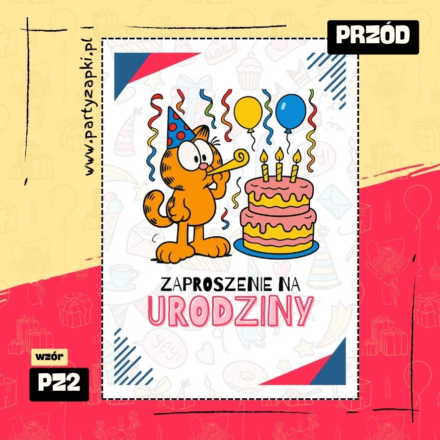 garfield zaproszenie na urodziny 01 pz2 przod