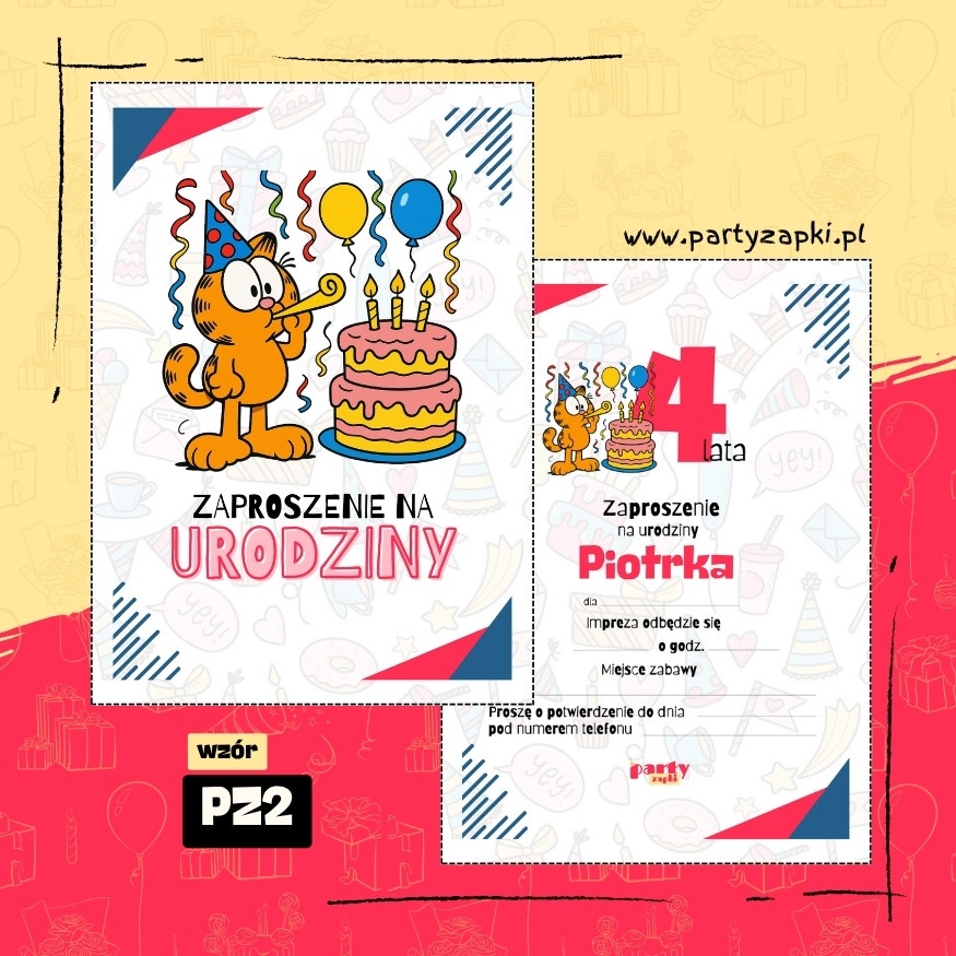 garfield zaproszenie na urodziny 06 pz2