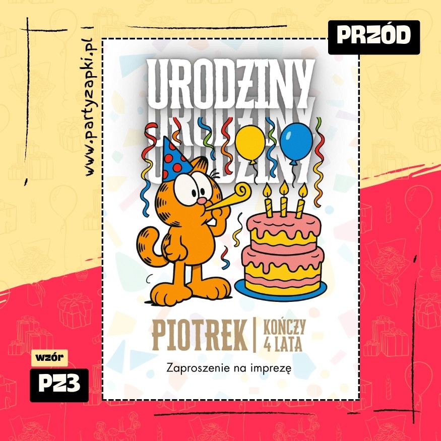 garfield zaproszenie na urodziny 01 pz3 przod