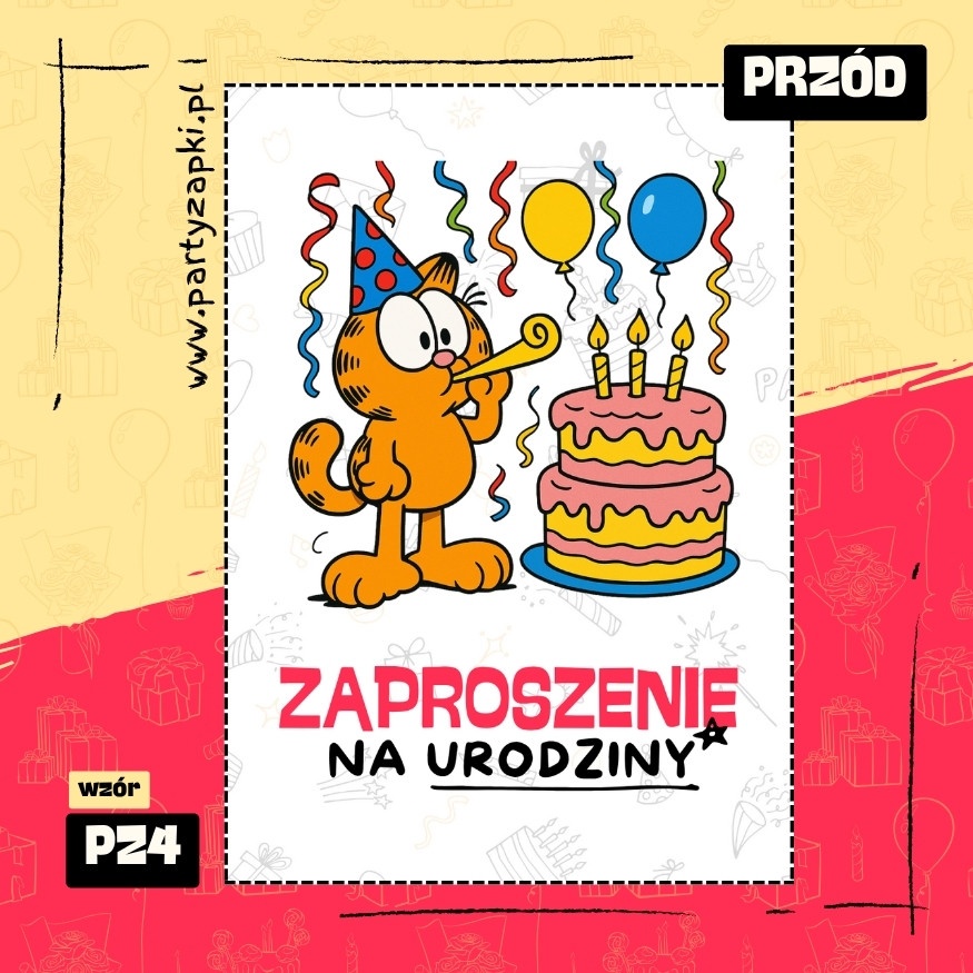 garfield zaproszenie na urodziny 01 pz4 przod